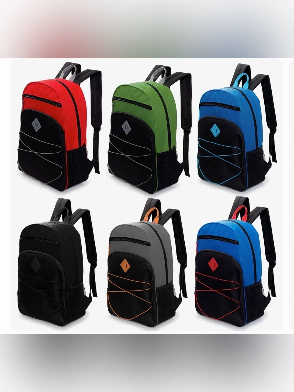 Unisex all age student Backpack - Black and Red Options Pack of 6